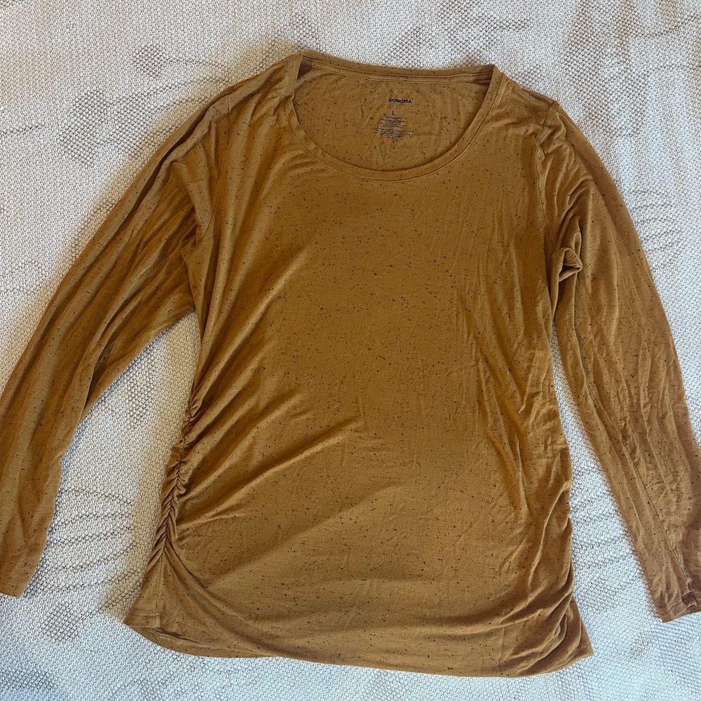 Maternity Women’s Long Sleeve Scoop Neck Top - Mustard